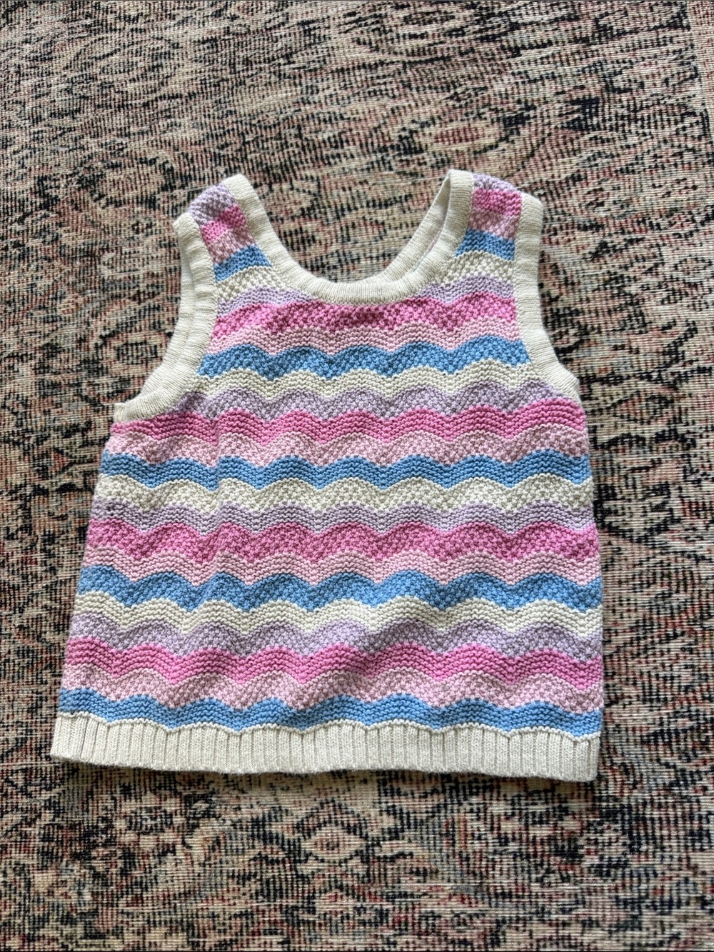 GAP Pink Blue Cream Striped Knit Tank Top
